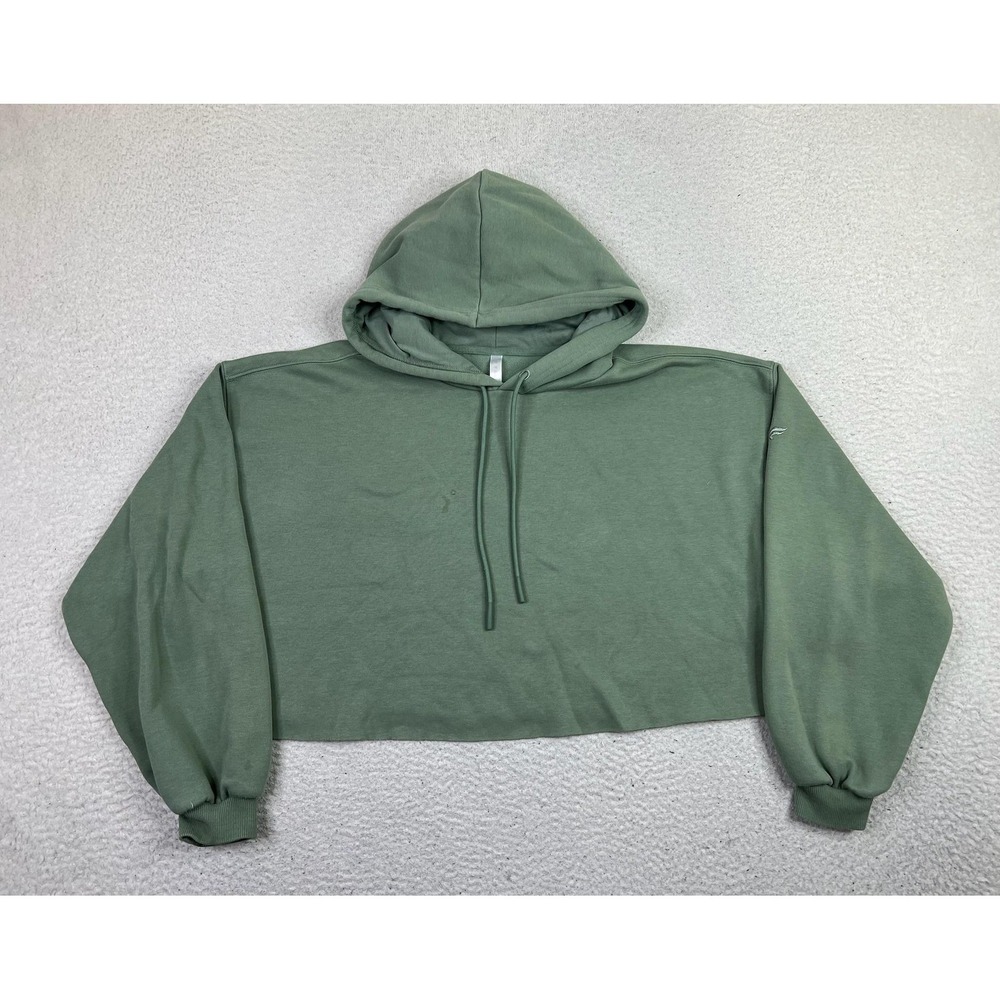 Fabletics Womens XL Green Cropped Fleece Pullover Hoodie LS23-5855-3654